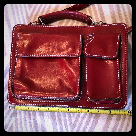 Vintage red leather bag - Picture 1 of 8